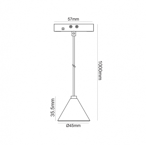 Mini corp de iluminat suspendat magnetic negru 24V DC 2W 4000K 170LM 36° RA90 5 ANI Φ45*35,5(1000)ΜΜ [1]