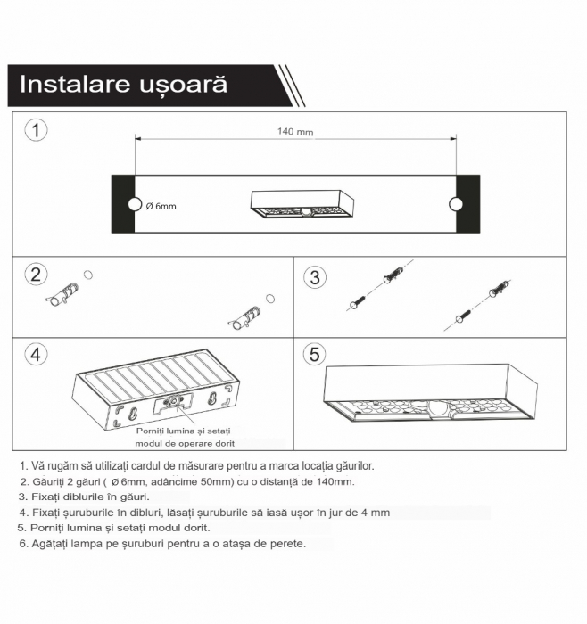 Aplică de exterior 6W 900lm 4000K IP65 felinar solar de perete culoare neagră ABS + PC detectie 140°x70° pana la 6 metri, baterie 18650, 3.7V, 3000mAh, 11.1Wh [4]