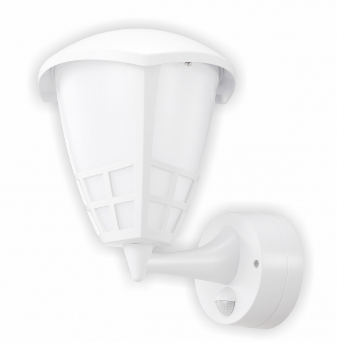 Aplică de exterior albă E27 max.60W IP65 cu senzor de mișcare, distanță de detecție maxim 12m, 140° [1]