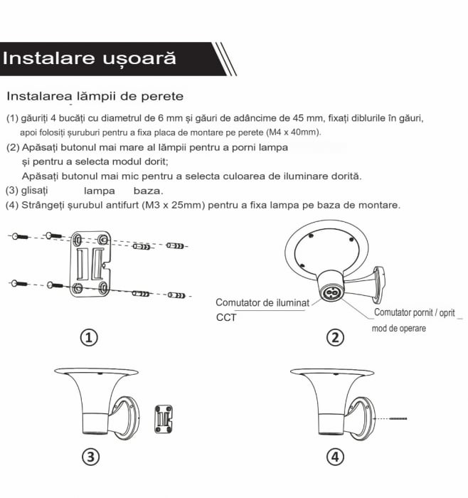 Aplică de exterior felinar solar 15W de perete 2200lm 4000K/6000K  IP65 garanţie 3 ani culoare neagră [3]