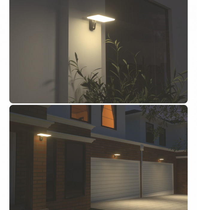 Aplică solară LED reglabilă FLAT 15W 2000lm 4000K neagră , 3000K, 4000K, 6000K ( CCT selectabil ) IP65 [3]