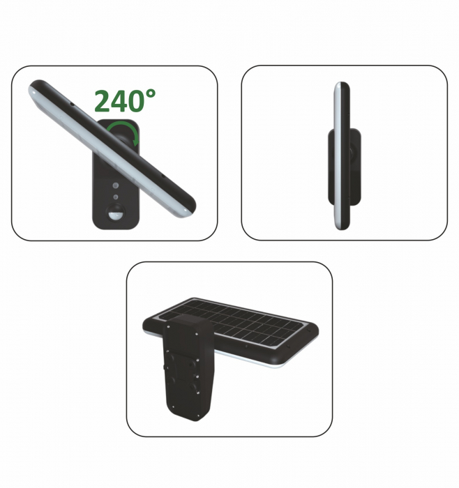 Aplică solară LED reglabilă FLAT 15W 2000lm 4000K neagră , 3000K, 4000K, 6000K ( CCT selectabil ) IP65 [2]