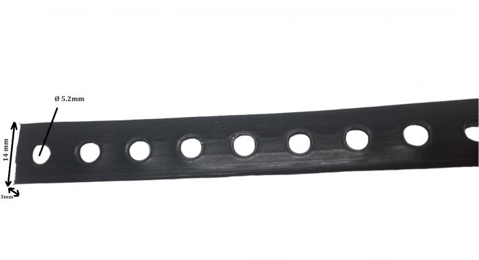 Banda 14x3mm metalica perforata cu invelis de PVC lungime 10m diametru gaura 5.2mm folosita pentru prindere sau fixare [5]