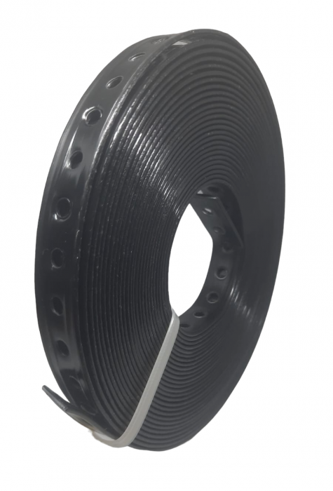Banda 19x2mm metalica perforata cu invelis de PVC lungime 10m diametru gaura 6.5mm folosita pentru prindere sau fixare [2]