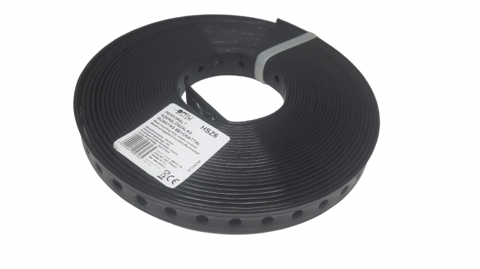 Banda 19x2mm metalica perforata cu invelis de PVC lungime 10m diametru gaura 6.5mm folosita pentru prindere sau fixare [1]