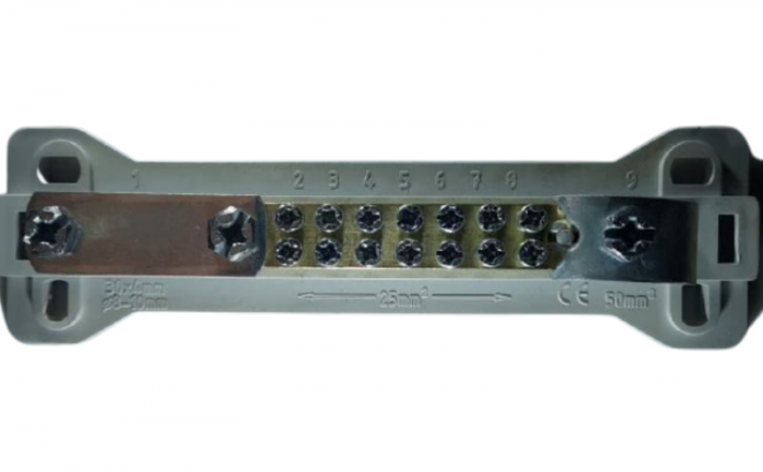 Bara egalizare de potential 2x7x6-25 mm² pentru platbanda 30x4 conductor 8-10mm [2]