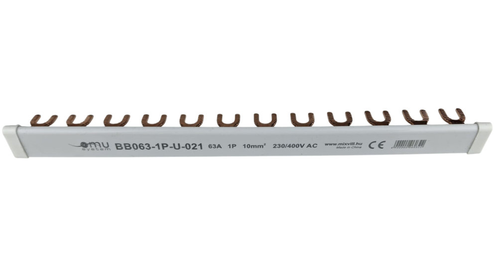 Bara Pieptene busbar OMU SYSTEM 1 pol 63A izolata 210mm 10mm² tip U / furca , 12 module pentru conexiuni electrice 230/400V AC [4]