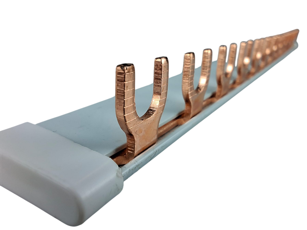 Bara Pieptene busbar OMU SYSTEM 1 pol 63A izolata 210mm 10mm² tip U / furca , 12 module pentru conexiuni electrice 230/400V AC [7]