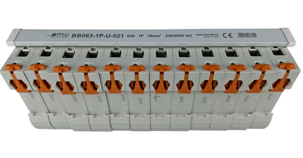 Bara Pieptene busbar OMU SYSTEM 1 pol 63A izolata 210mm 10mm² tip U / furca , 12 module pentru conexiuni electrice 230/400V AC [11]