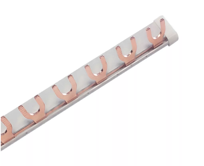 Bara Pieptene busbar OMU SYSTEM 1 pol 63A izolata 210mm 10mm² tip U / furca , 12 module pentru conexiuni electrice 230/400V AC [2]