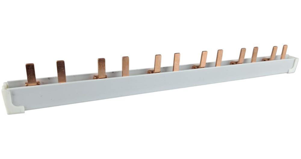 Bara Pieptene busbar OMU SYSTEM 2 poli 63A izolata 210mm 10mm² tip pini , 12 module pentru conexiuni electrice 230/400V AC [2]
