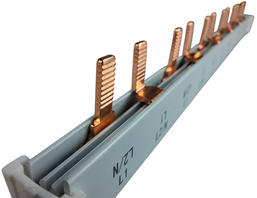 Bara Pieptene busbar OMU SYSTEM 2 poli 63A izolata 210mm 10mm² tip pini , 12 module pentru conexiuni electrice 230/400V AC [5]