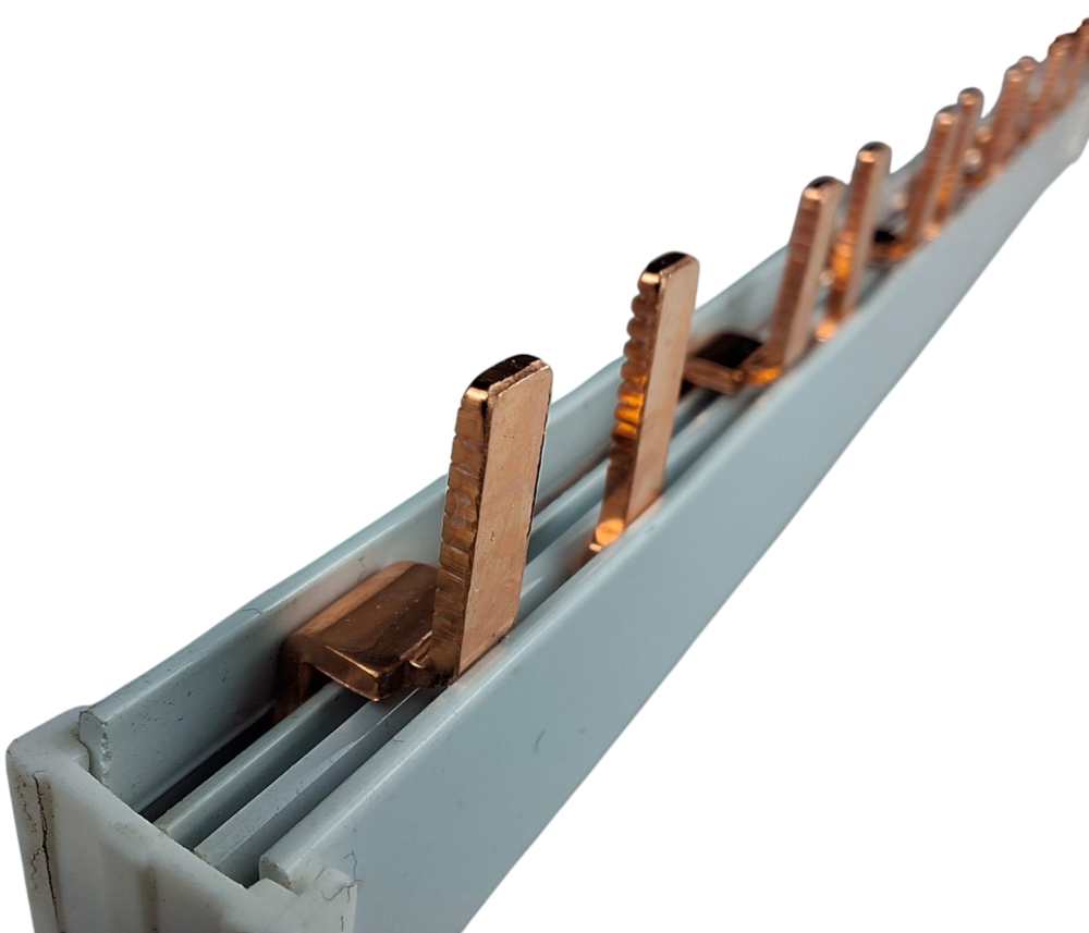 Bara Pieptene busbar OMU SYSTEM 2 poli 63A izolata 210mm 10mm² tip pini , 12 module pentru conexiuni electrice 230/400V AC [6]