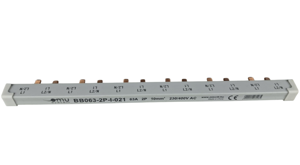 Bara Pieptene busbar OMU SYSTEM 2 poli 63A izolata 210mm 10mm² tip pini , 12 module pentru conexiuni electrice 230/400V AC [3]