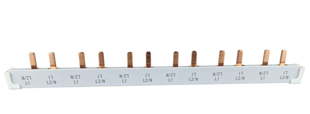 Bara Pieptene busbar OMU SYSTEM 2 poli 63A izolata 210mm 10mm² tip pini , 12 module pentru conexiuni electrice 230/400V AC [4]