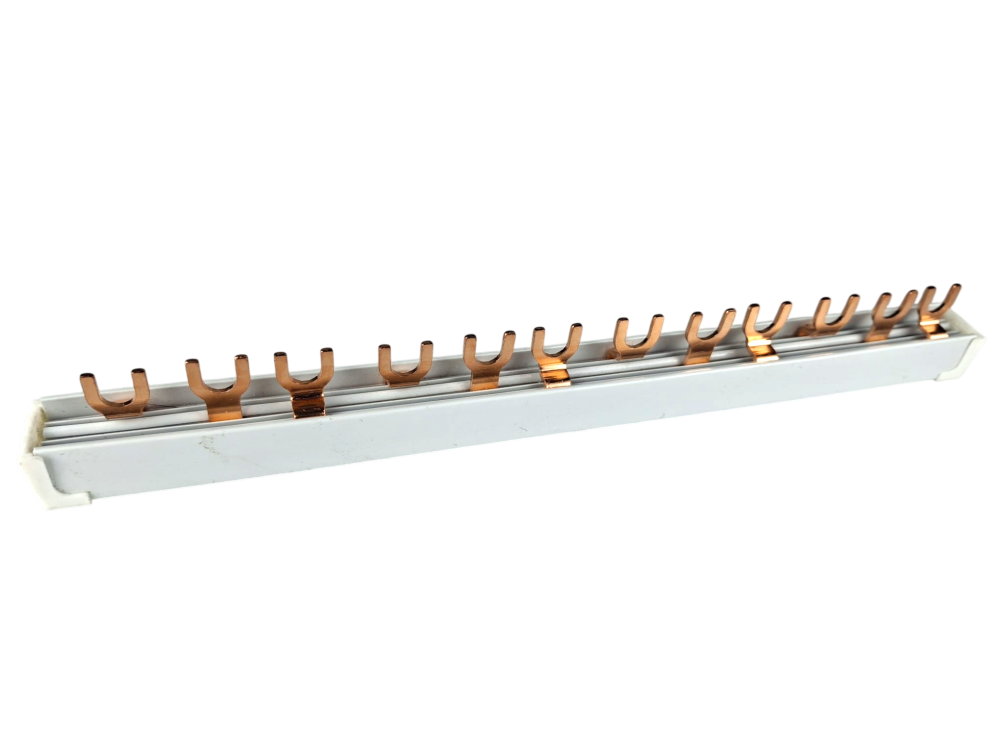 Bara Pieptene busbar OMU SYSTEM 3 poli 63A izolata 210mm 10mm² tip furca U, 12 (4x3) module pentru conexiuni electrice 230/400V AC [4]