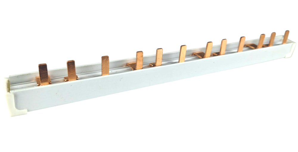 Bara Pieptene busbar OMU SYSTEM 3 poli 63A izolata 210mm 10mm² tip pin I, 12 (4x3) module pentru conexiuni electrice 230/400V AC [2]