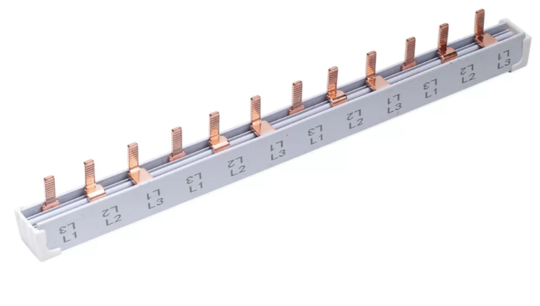 Bara Pieptene busbar OMU SYSTEM 3 poli 63A izolata 210mm 10mm² tip pin I, 12 (4x3) module pentru conexiuni electrice 230/400V AC [9]