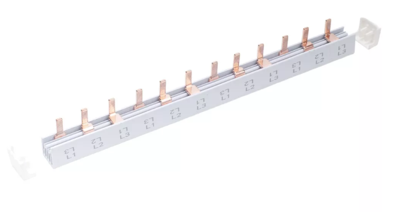Bara Pieptene busbar OMU SYSTEM 3 poli 63A izolata 210mm 10mm² tip pin I, 12 (4x3) module pentru conexiuni electrice 230/400V AC [8]