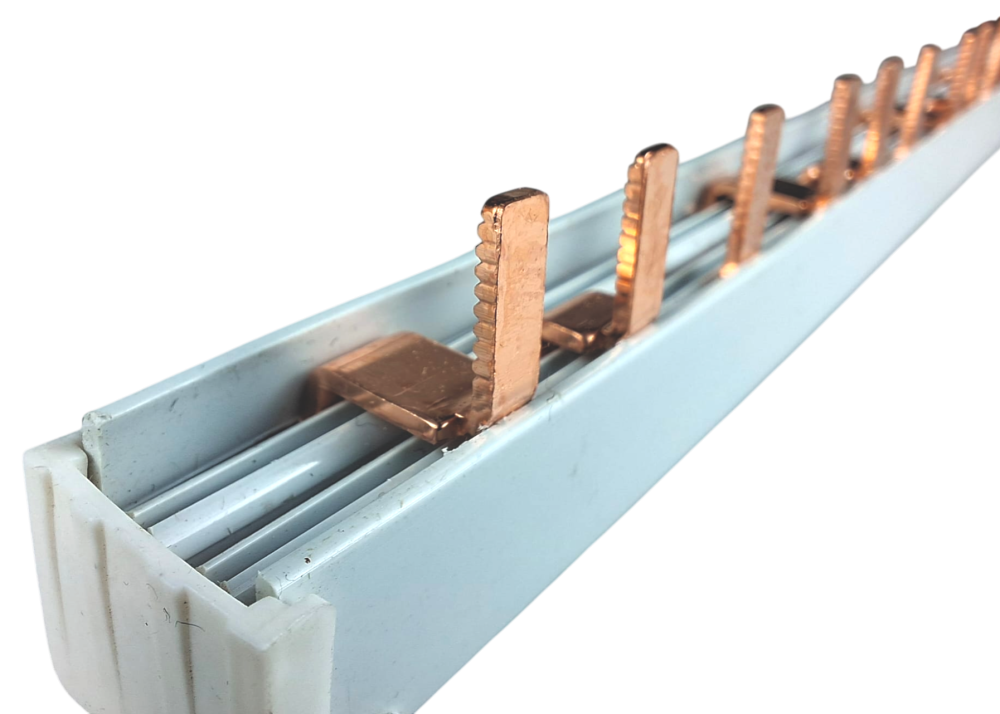 Bara Pieptene busbar OMU SYSTEM 3 poli 63A izolata 210mm 10mm² tip pin I, 12 (4x3) module pentru conexiuni electrice 230/400V AC [6]