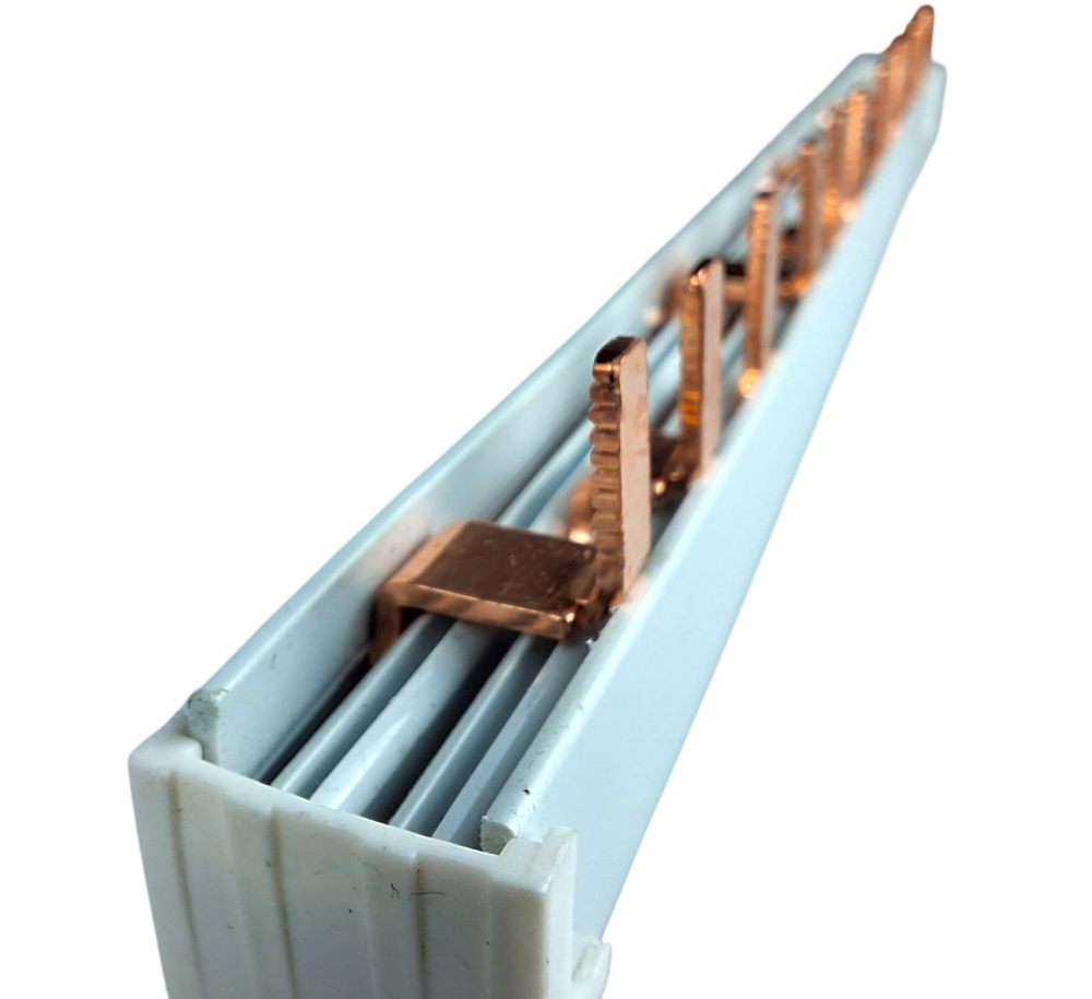 Bara Pieptene busbar OMU SYSTEM 3 poli 63A izolata 210mm 10mm² tip pin I, 12 (4x3) module pentru conexiuni electrice 230/400V AC [5]