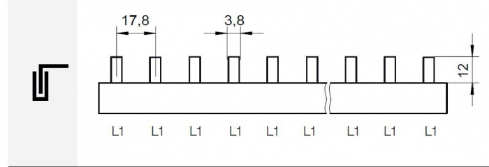 Bara punte pieptene busbar 1 pol 63A 1 metru 57 pini pentru  conexiuni sigurante [4]