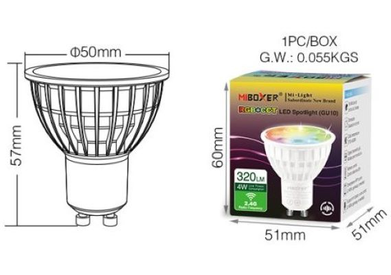 Bec LED 4W GU10 RGB+CCT LED Spotligh 320lm 80lm/W 2700K~6500K, 16 milioane de culori intensitatea luminii ajustabila, control de la distanta 30m 2.4GHz [5]