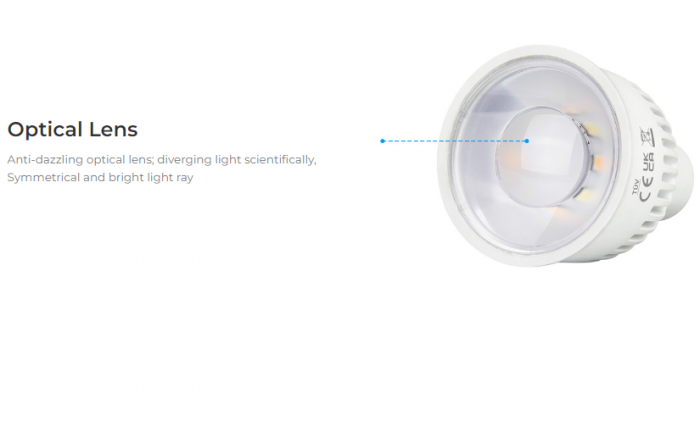 Bec LED 6W GU10 RGB+CCT LED Spotligh 550lm 90lm/W 2700K~6500K, 16 milioane de culori intensitatea luminii ajustabila, control de la distanta 30m 2.4GHz [10]