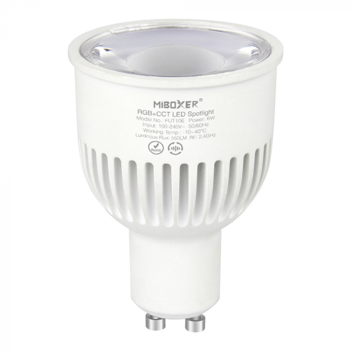 Bec LED 6W GU10 RGB+CCT LED Spotligh 550lm 90lm/W 2700K~6500K, 16 milioane de culori intensitatea luminii ajustabila, control de la distanta 30m 2.4GHz [2]