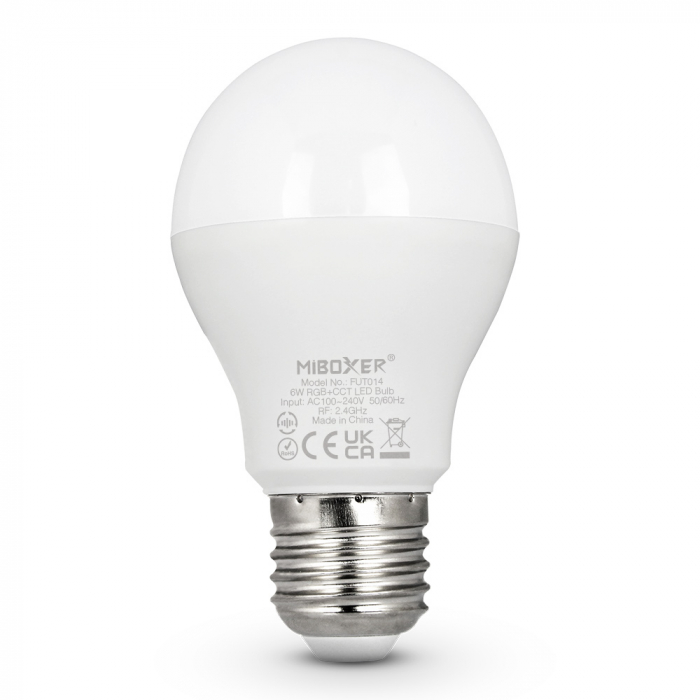 Bec LED Miboxer Mi-Light E27 6W RGB+CCT 95lm/W 550lm 100x57mm 16 milioane de culori, temperatura de culoare reglabila, intensitatea luminii ajustabila, control pana la 30 de metri 2.4 GHz [2]