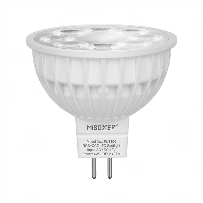 Bec LED Miboxer Mi-Light MR16 4W 12V AC/DC 400lm 100lm/W RGB+CCT LED Spotlight 2700-6500K, 16 milioane de culori, intensitatea luminii ajustabila, control de la distanta 30m 2.4GHz [2]