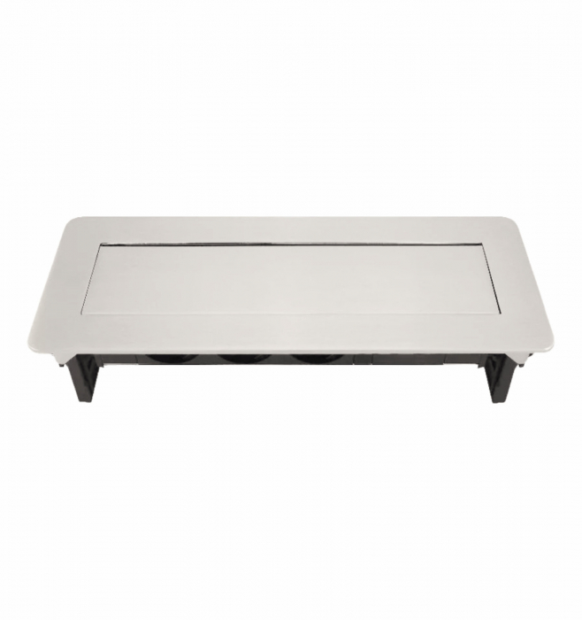 Bloc de prize incastrabil in blat/birou OMU system MSD8 3G2U cu 3 prize schuko 16A USB A+C 2,4A, inox 230V 1.8metri cablu 3G1.5 [3]