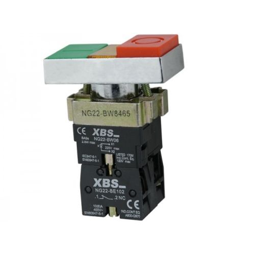 Buton dublu de actionare cu lumina led 1W galbena 1NO+1NC 6A 230V [2]