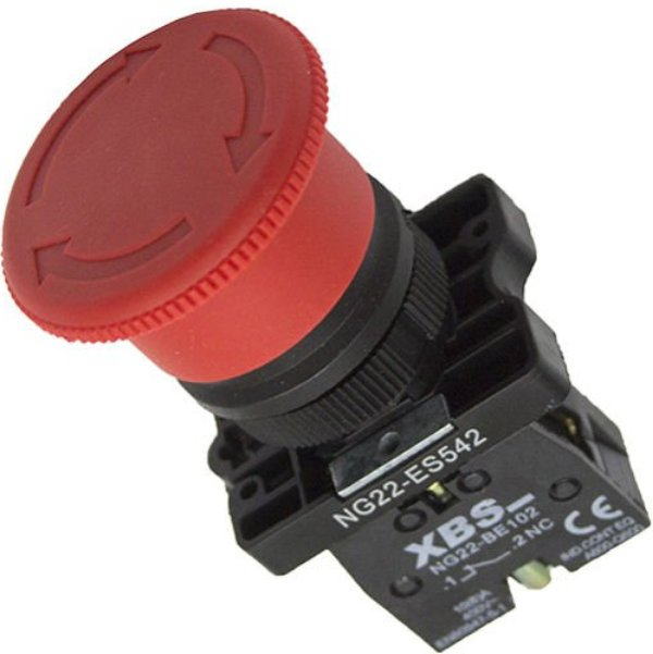 Buton rosu de urgenta ciuperca STOP 1NC 6A cu cap de eliberare 40mm pentru tablouri electrice [1]