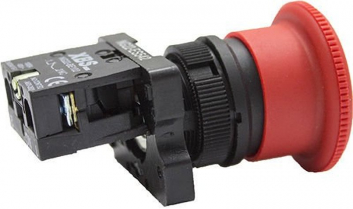 Buton rosu de urgenta ciuperca STOP 1NC 6A cu cap de eliberare 40mm pentru tablouri electrice [2]