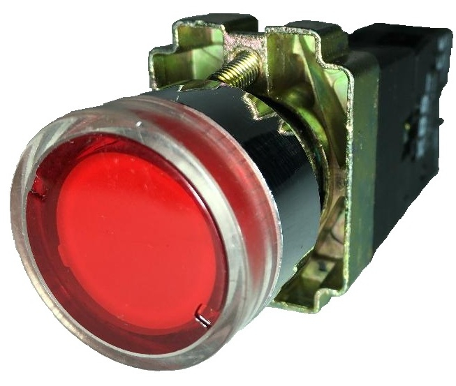 Buton rosu simplu iluminat cu revenire pentru tablouri electrice 1NC 6A 230V [3]
