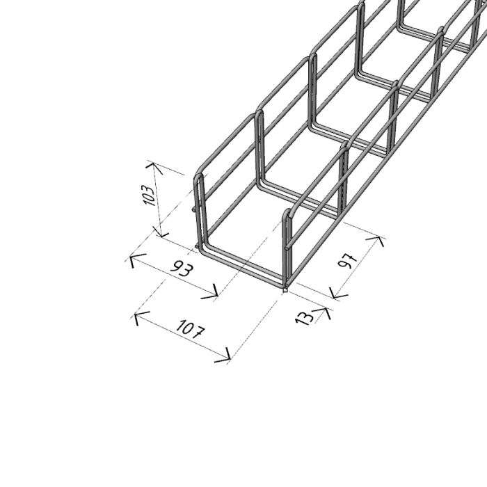 Canal cablu metalic 100x100mm din sarma mesh galvanizat lungime 2m jgheab pentru trasee electrice [2]