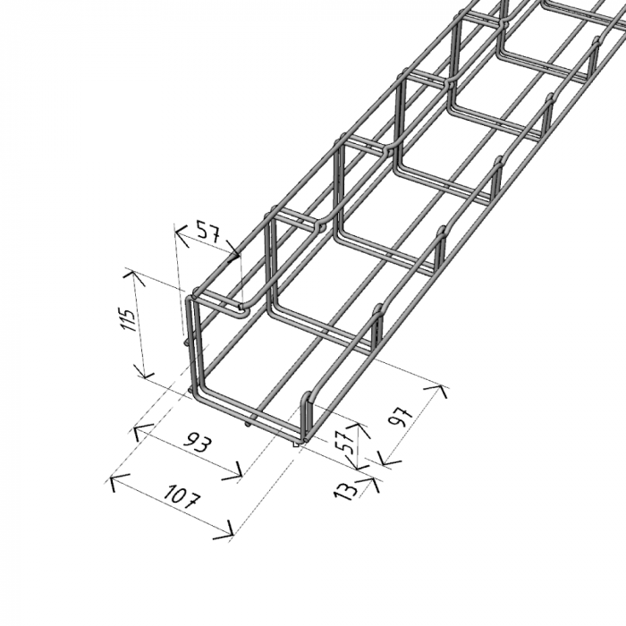 Canal cablu metalic 100x100mm tip G din sarma mesh galvanizat lungime 2m jgheab pentru trasee electrice [2]