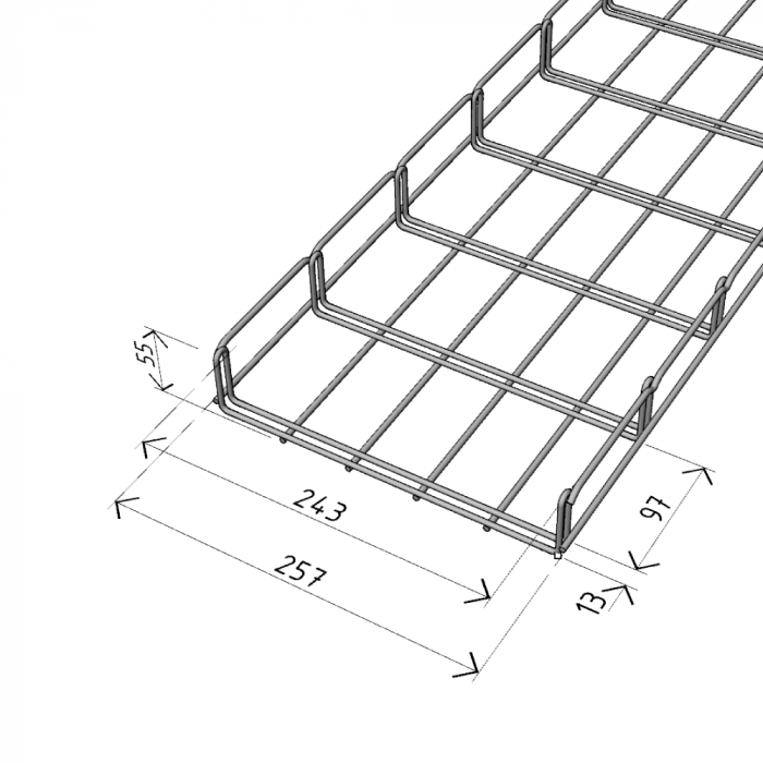 Canal cablu metalic 250x50mm din sarma mesh galvanizat lungime 2 metri jgheab pentru trasee electrice [3]
