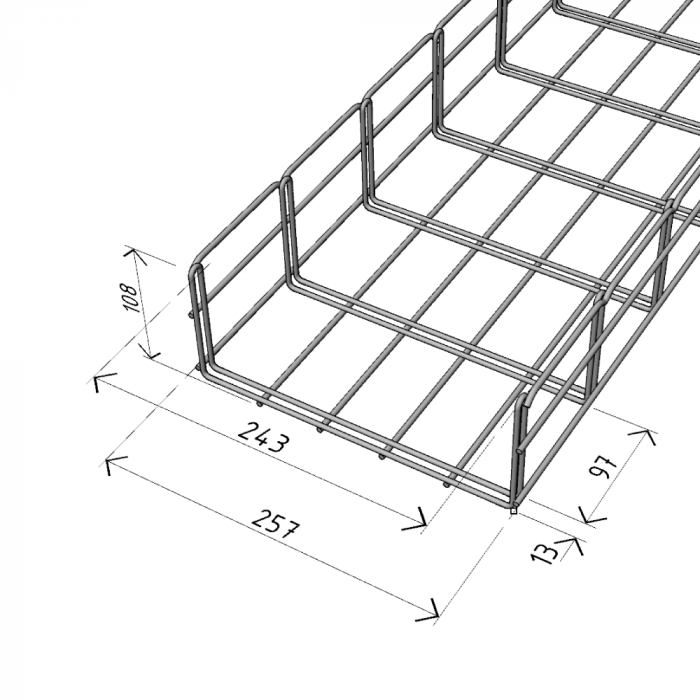 Canal cablu metalic 250x100mm din sarma mesh galvanizat lungime 2m jgheab pentru trasee electrice [2]