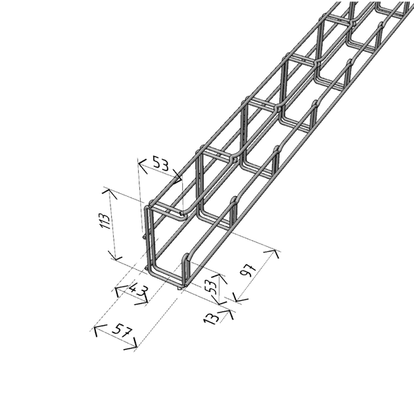 Canal cablu metalic 50x100mm tip G din sarma mesh galvanizat lungime 2m jgheab pentru trasee electrice [2]