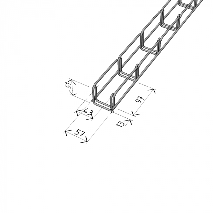 Canal cablu metalic 50x50mm din sarma mesh galvanizat lungime 2m jgheab pentru trasee electrice [2]