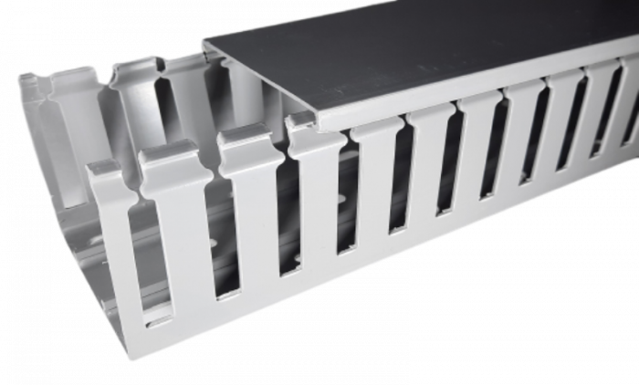 Canal cablu perforat slitat Elettrocanali 80x40mm gri pentru circuite electrice [2]