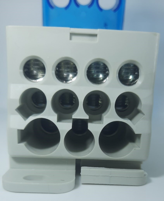 Clema de distributie 250A  derivatie cu montare pe sina intrare 1x95-120mm2 iesire 2x6-35mm² + 5x2.5-16mm² + 4x2.5-10mm² cu capac transparent detasabil [9]