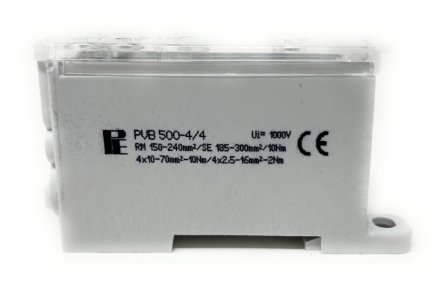 Clema pe sina bloc distribuție PVB 500-4/4 500A 1x150-240mm² + 4x10-70mm² + 4x2,5-16mm² 1000V AC / DC [5]