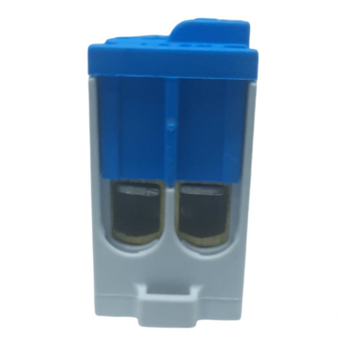 Clema terminala albastra nul 80A 690V 2x1,5 - 10/16 mm² si   8 x 1,5 - 6 mm² derivatie distributie  montare pe sina [6]