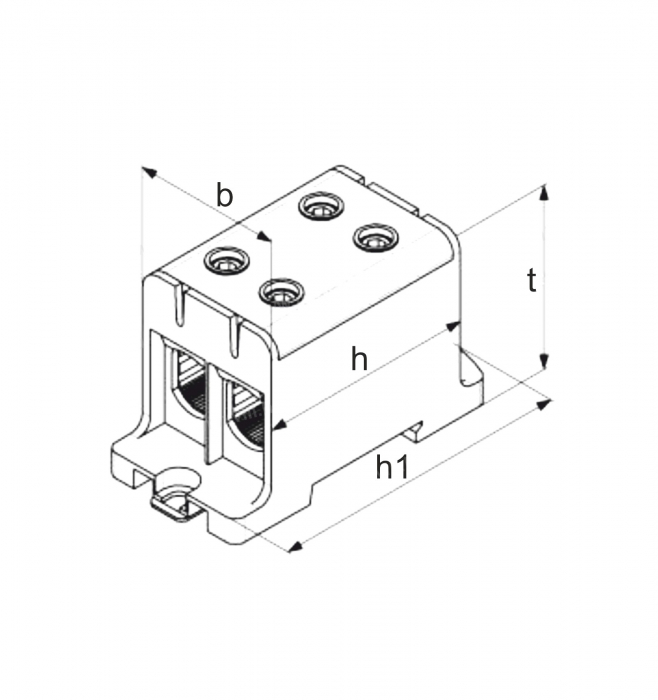 Clema terminala conexiune 1 pol albastra Cu-Al 6x50mm²​​​​​​​ montare pe sina DIN 35mm 145A (Al) 160A ( Cu) [2]