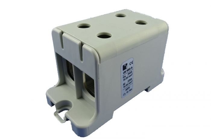 Clema terminala conexiune 1 pol gri Cu-Al 4x95mm²​​​​​​​ montare pe sina DIN 35mm 220A (Al) 245A ( Cu) [1]