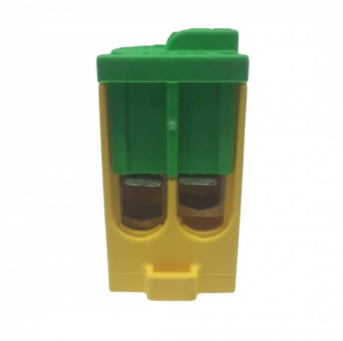 Clema terminala galben-verde PE 80A 690V 2x1,5 - 10/16 mm² si 8 x 1,5 - 6 mm² derivatie distributie impamantare, montare pe sina [6]