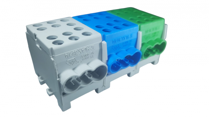 Cleme de distributie derivatie pentru conexiuni monofazice 25mm²/35mm² Cu-Al montaj pe sina DIN 100A [2]